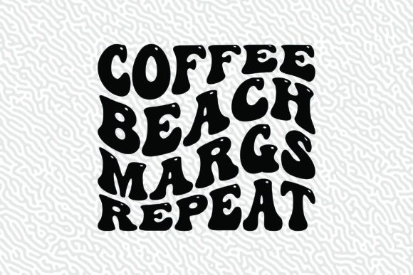 Coffee Beach Margs Repeat Groovy Graphic for Vibrant Design