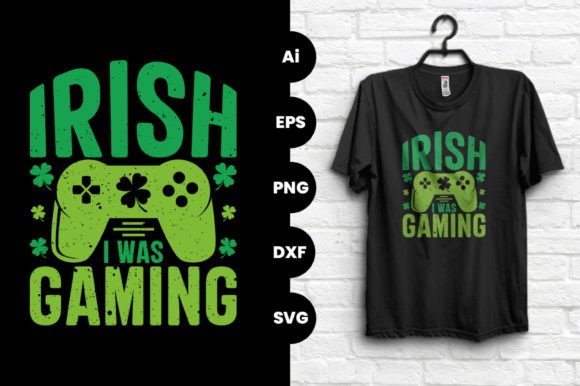 Irish I Was Gaming Vector Graphic Tshirt for St. Patrick's Day
