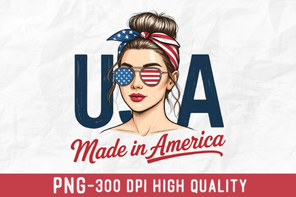 USA Made in America Woman Graphic PNG: A Design Asset for Patriotic Projects